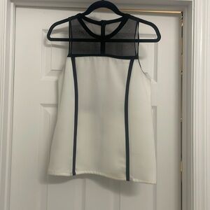 A.L.C. White/ black colorblock top with sheer mesh.